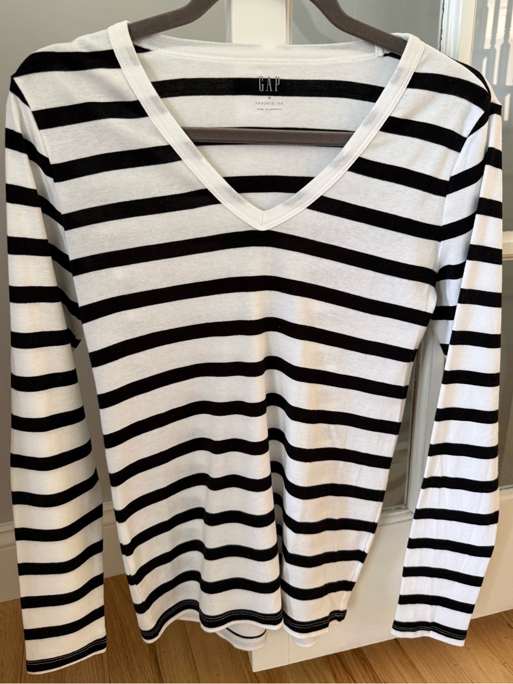 GAP Striped V-Neck Long Sleeve Favorite Tee